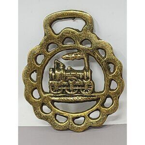 Vintage Brass Train Motif Decorative Wall‎ Hanging